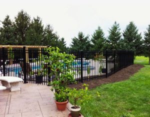 Black Picket Railing on Pool in Toronto – Toronto Deck and Rail